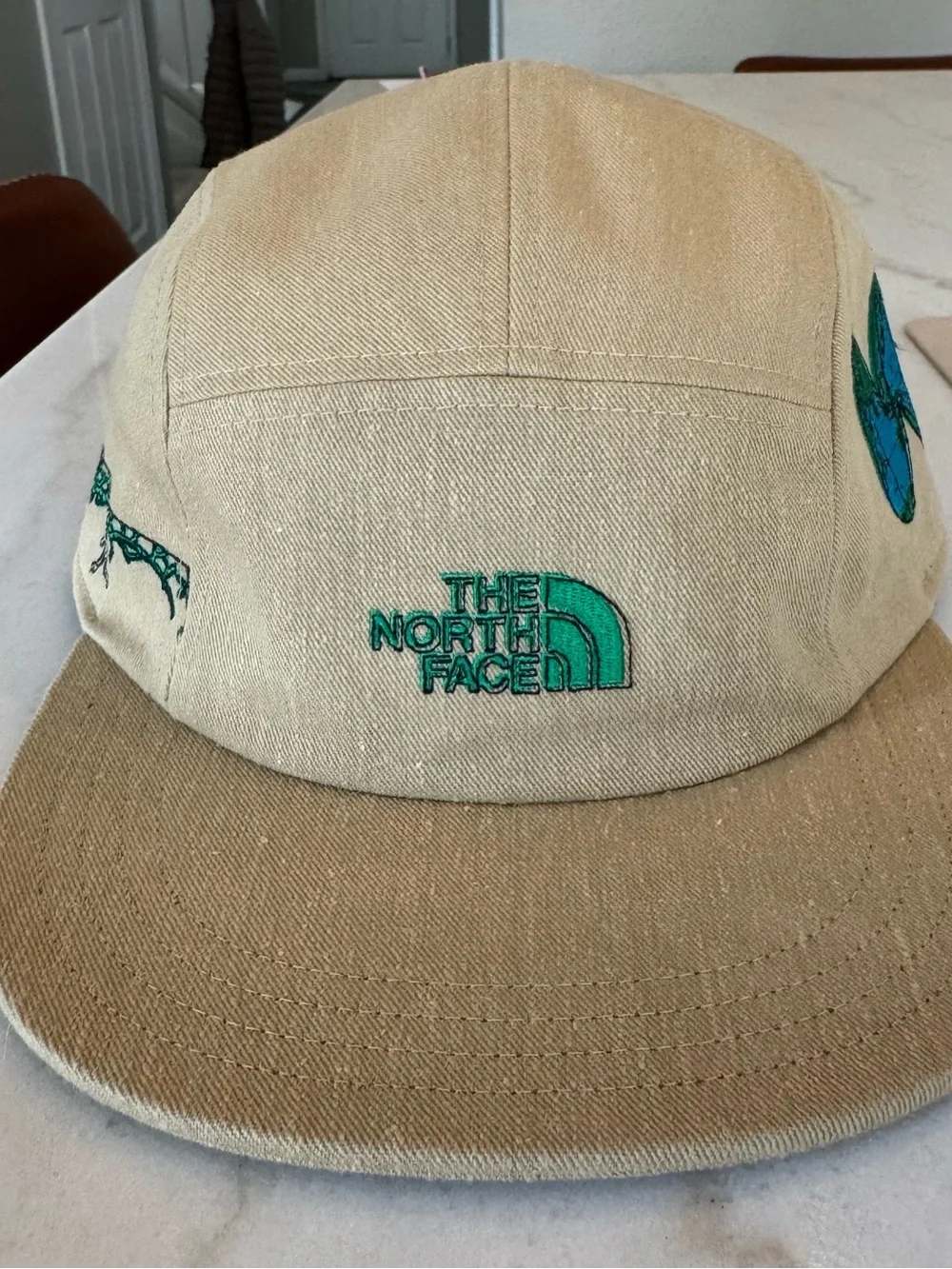 The North Face 5 Panel Camp Cap Tan Embroidered Outdoor Design